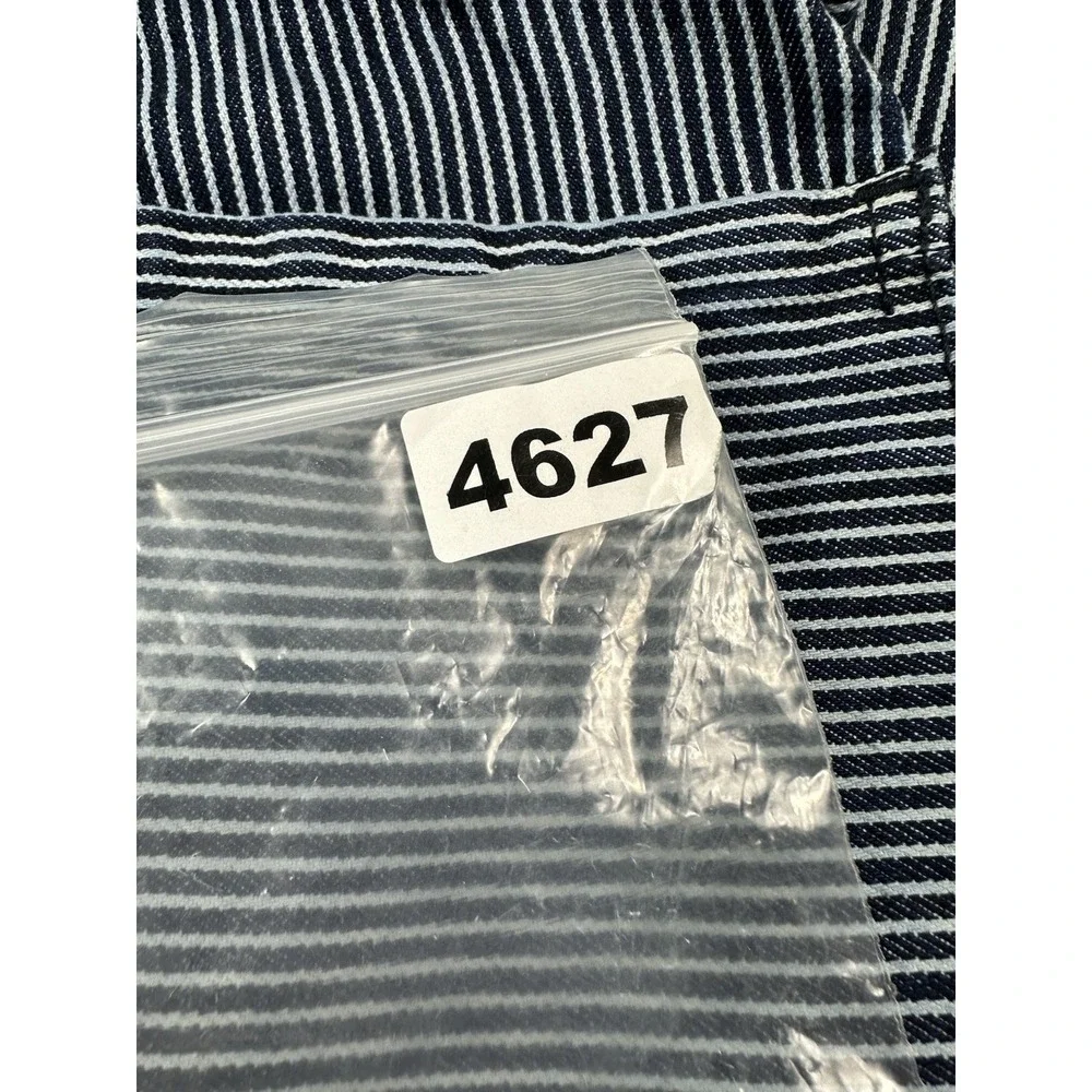 Alex Crane Blue Navy Striped Button Fly Utility Indigo Jean Size 28x30 NWT